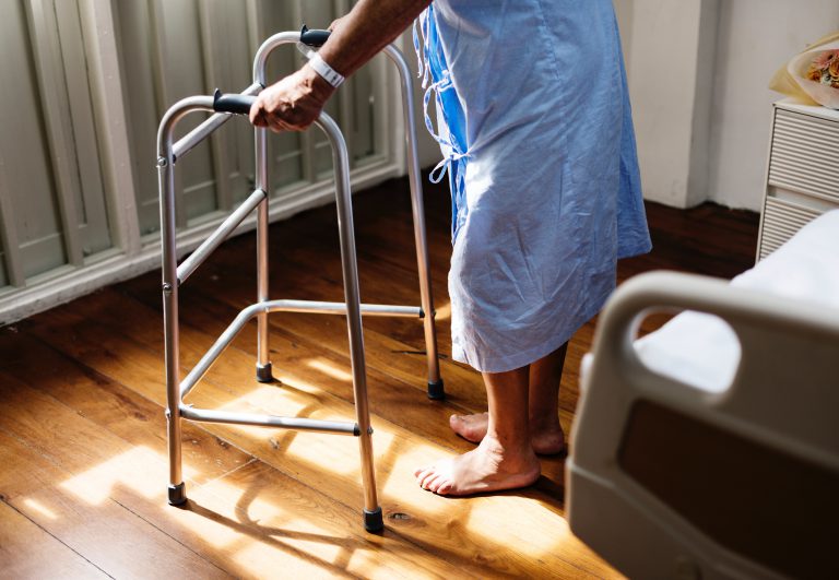 elderly using a walking aid
