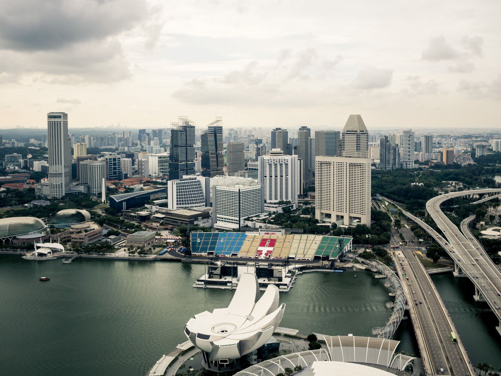 Aerial view of the floating platform in Singapore