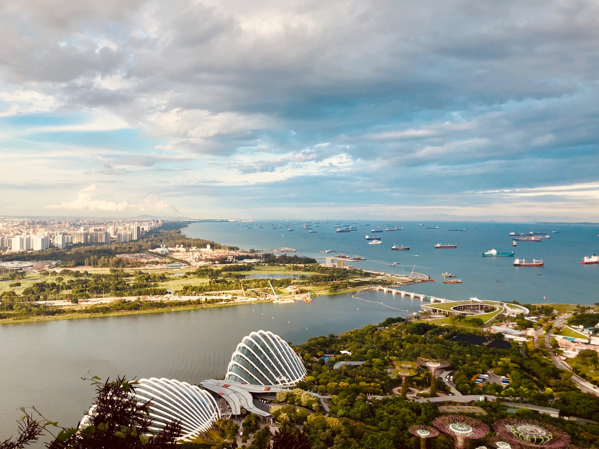 Aerial view of Singapore's bay