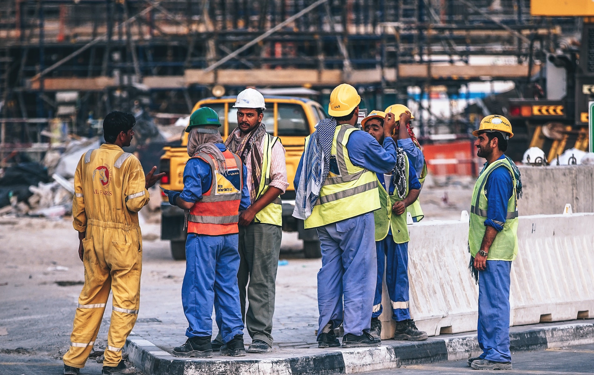 Foreign workers at a construction site