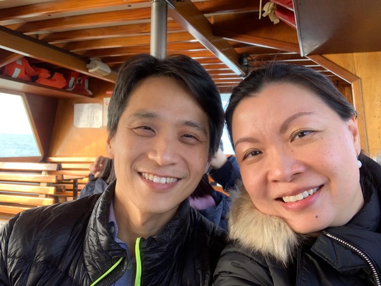 Dr Mervyn Koh and his wife Dr Jane Ong on a boat ride in Venice